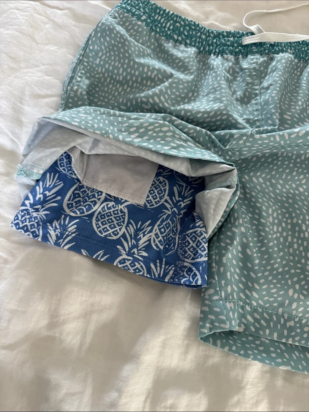 chubbies Teal Swim Trunks with White Speckle Print